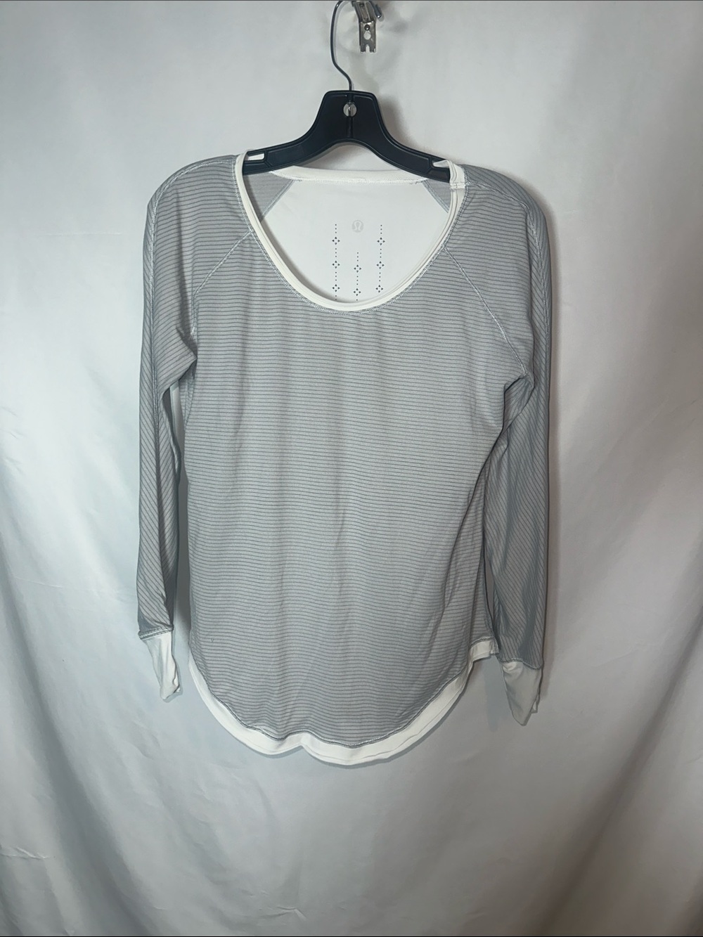 lululemon athletica Light Gray Striped Long-Sleeve Top with White Trim